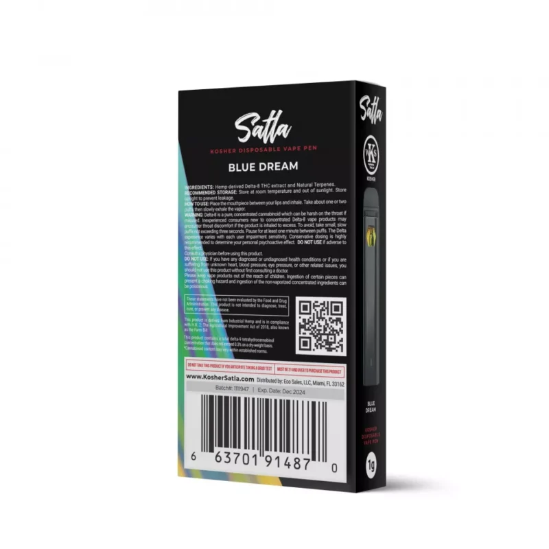 Blue Dream Vape Pen - Delta 8 - Disposable - Satla - 900mg - Image 3