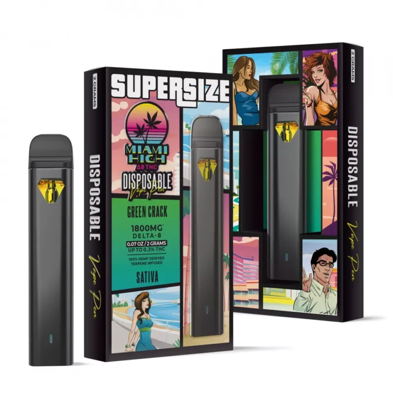 Green Crack Delta 8 THC Vape Pen - Disposable - Miami High - 1800MG